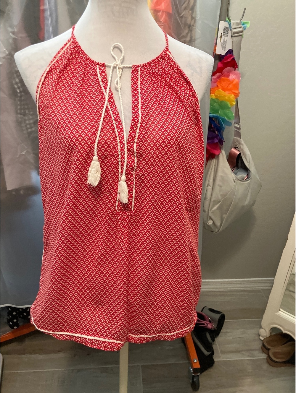 P/L Joe Fresh Women's Printed Halter Tank Top Size L #2026